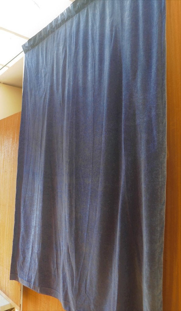 Vintage Blauw Gewolkt Gordijn - Uniek en Sfeervol, 178 cm, 142 cm, Gebruikt, In te korten