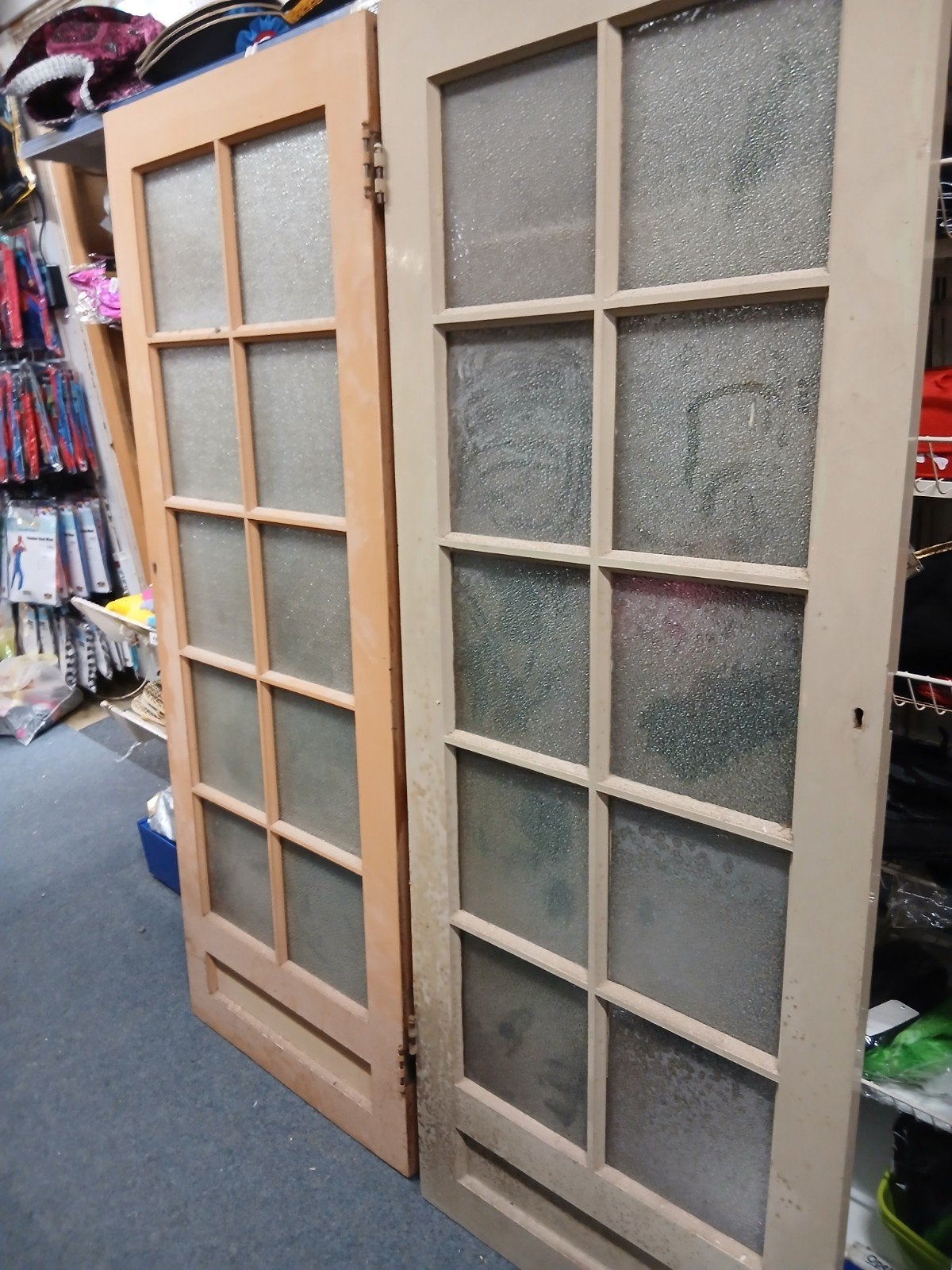 2 Oude paneeldeuren met glas - voor kast of interieur, Ophalen, Gebruikt, Minder dan 80 cm, Binnendeur