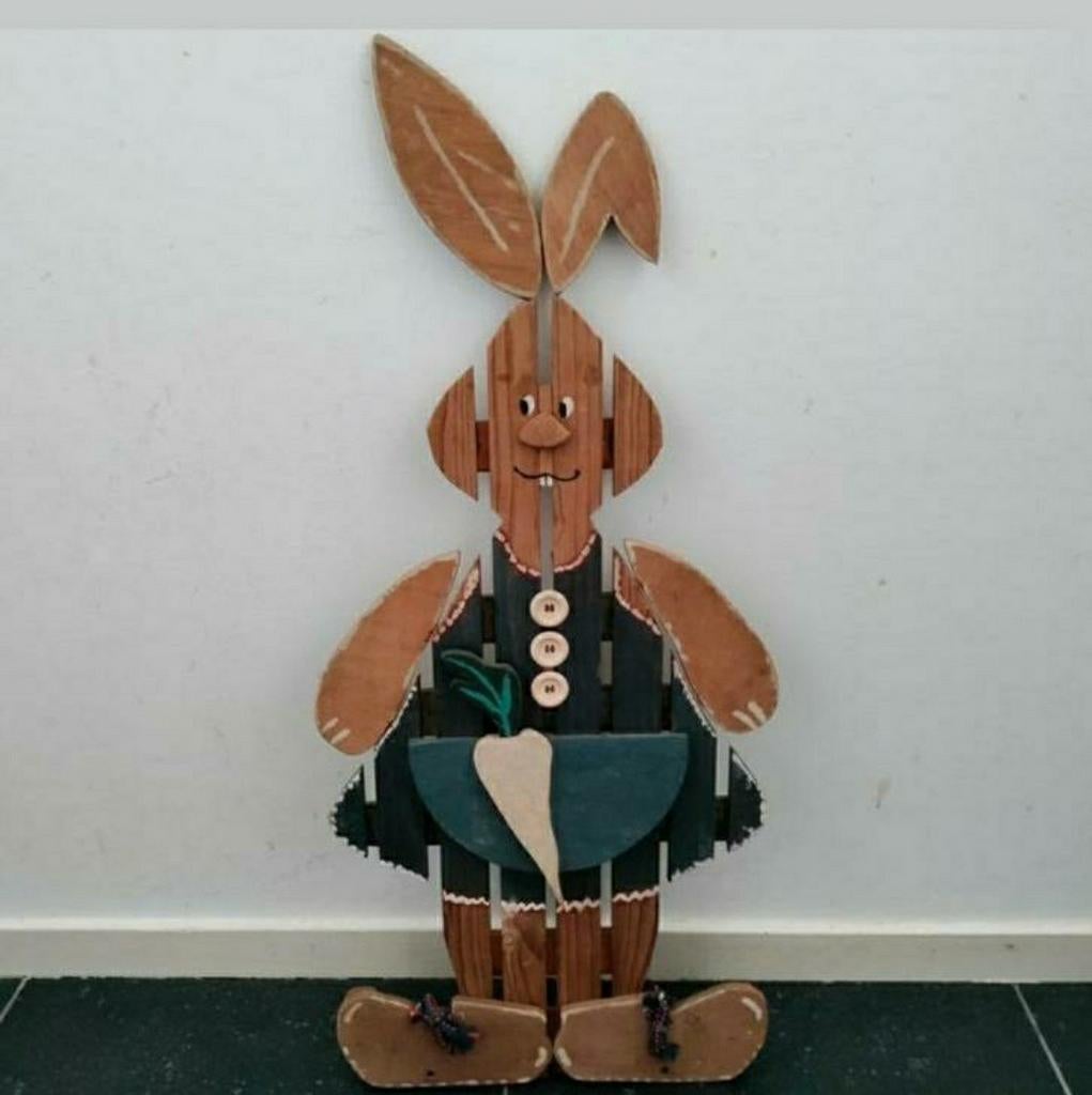 PaasHaas,hout,Haas,dier,bos,schildpad,decoratie,Pasen,Kerk, Diversen, Ophalen of Verzenden, Zo goed als nieuw
