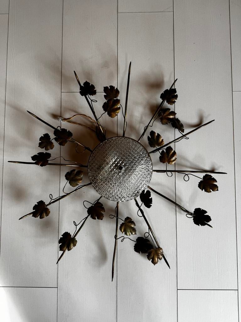 Vintage Italiaanse wand/plafondlamp, Huis en Inrichting, Lampen | Plafondlampen, Ophalen, Gebruikt, Glas