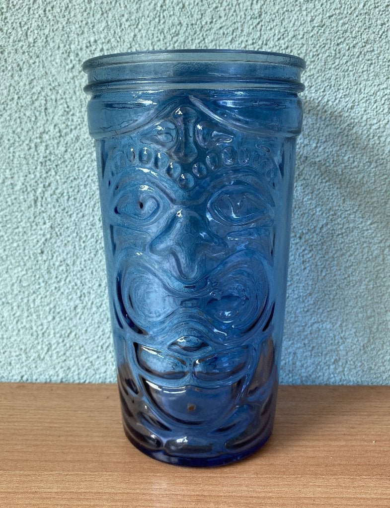 BLAUW OLD STOCK BLAUW drink glas Hawaii TIKI Totem, Glas of Glazen, Nieuw, Ophalen of Verzenden, Glas
