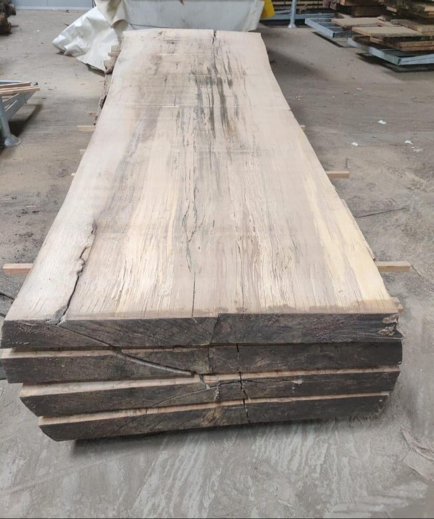 Massief beuken schaaldelen planken boomstamtafel, Ophalen of Verzenden, Nieuw, 250 cm of meer, Planken