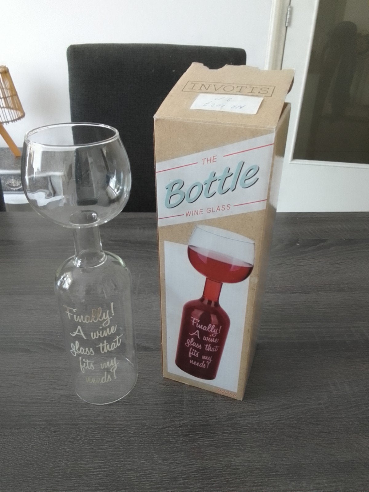 Invotis The Bottle wijnglas - Uniek en grappig!, Ophalen, Nieuw, Overige merken, Glas