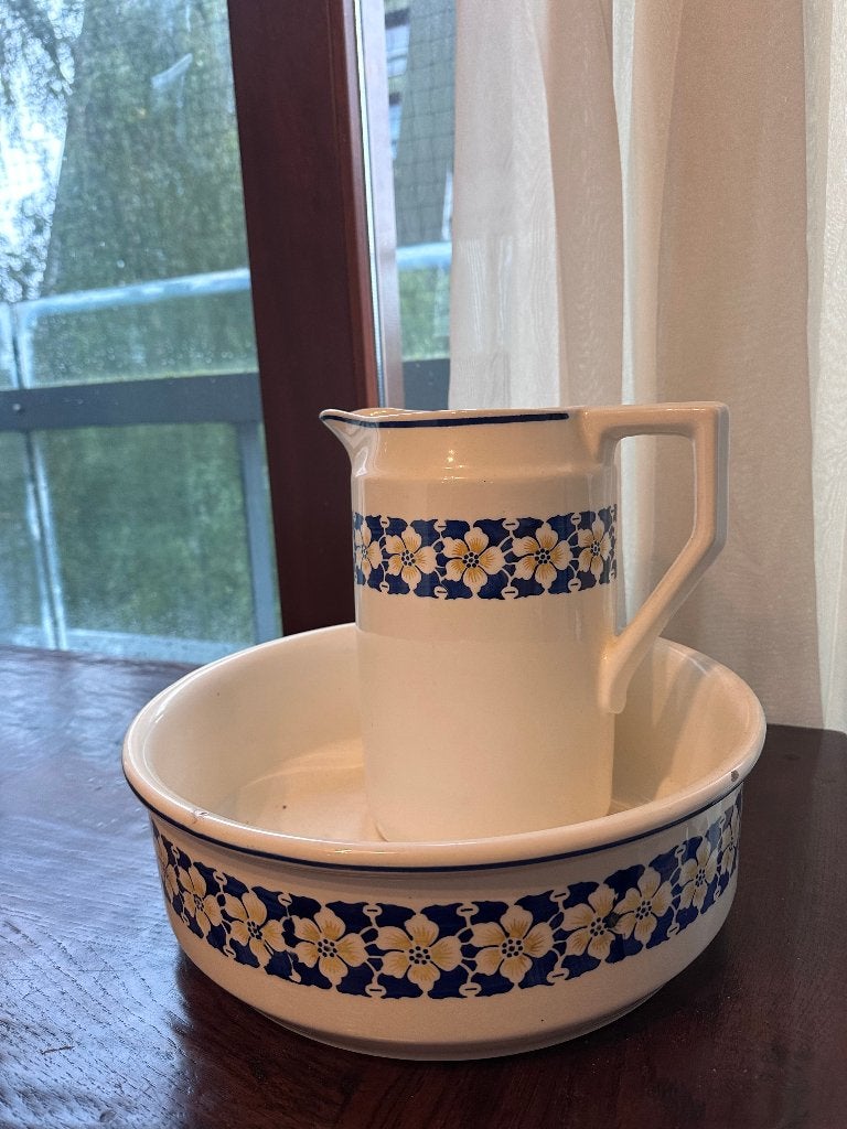Vintage Lampestel / waterkan en waskom, Ophalen of Verzenden