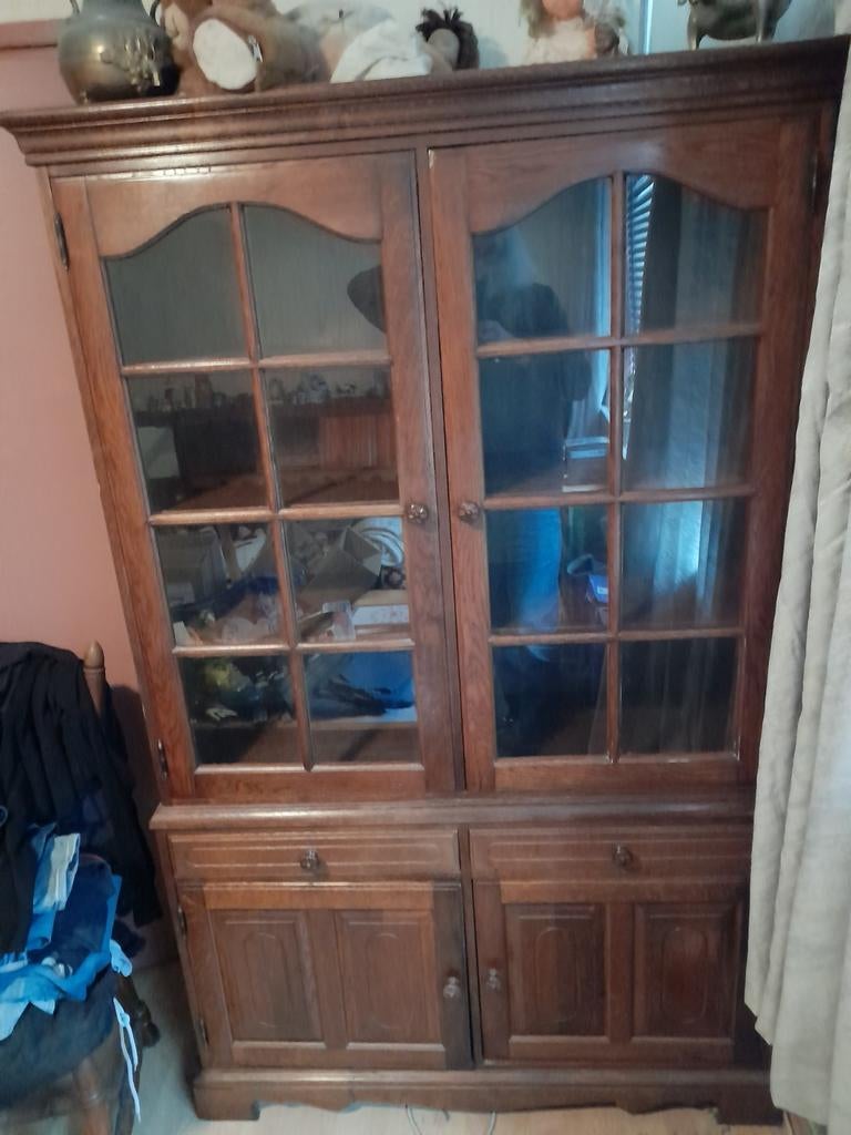 Massief eiken kast, Ophalen, 100 tot 150 cm, Zo goed als nieuw, 150 tot 200 cm
