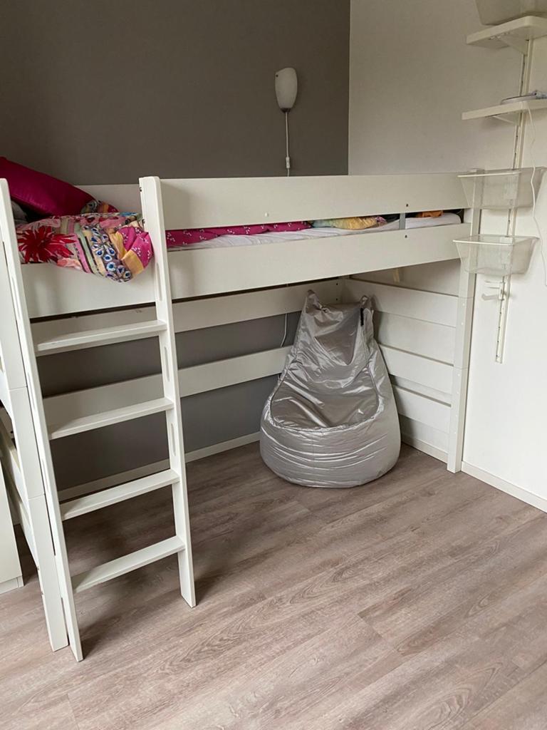 Paidi witte Halve Hoogslaper 90x200 cm met Matras, Kinderen en Baby's, Ophalen, 85 tot 100 cm, Gebruikt, Hoogslaper of Stapelbed