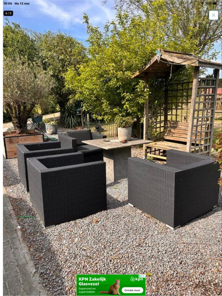 4 Arbrini lounge fauteuils met kussens - Zo goed als nieuw, Ophalen, 4 zitplaatsen, Zo goed als nieuw, Loungeset