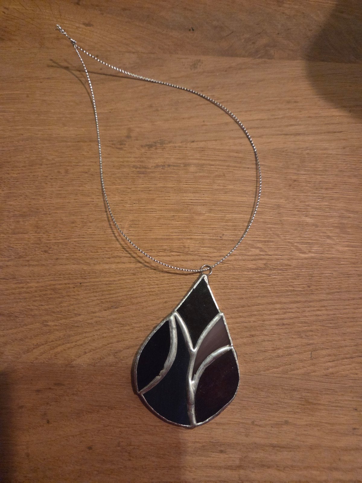 Unieke handgemaakte hanger met ketting, Verzenden, Glas, Paars, Klassiek