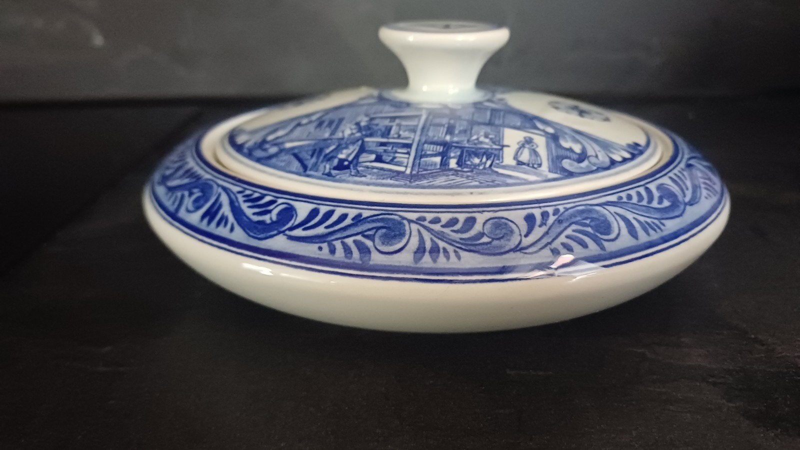 Antieke Delfts Blauwe Schaal Deksel Diamonds D. Drukker & Zn, Ophalen of Verzenden