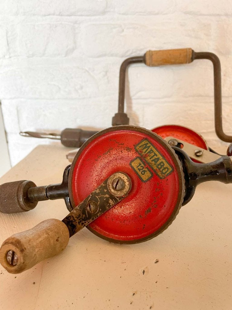 Handboor 3 stuks antieke boren oa. Metabo 126, Antiek en Kunst, Antiek | Gereedschap en Instrumenten, Ophalen of Verzenden