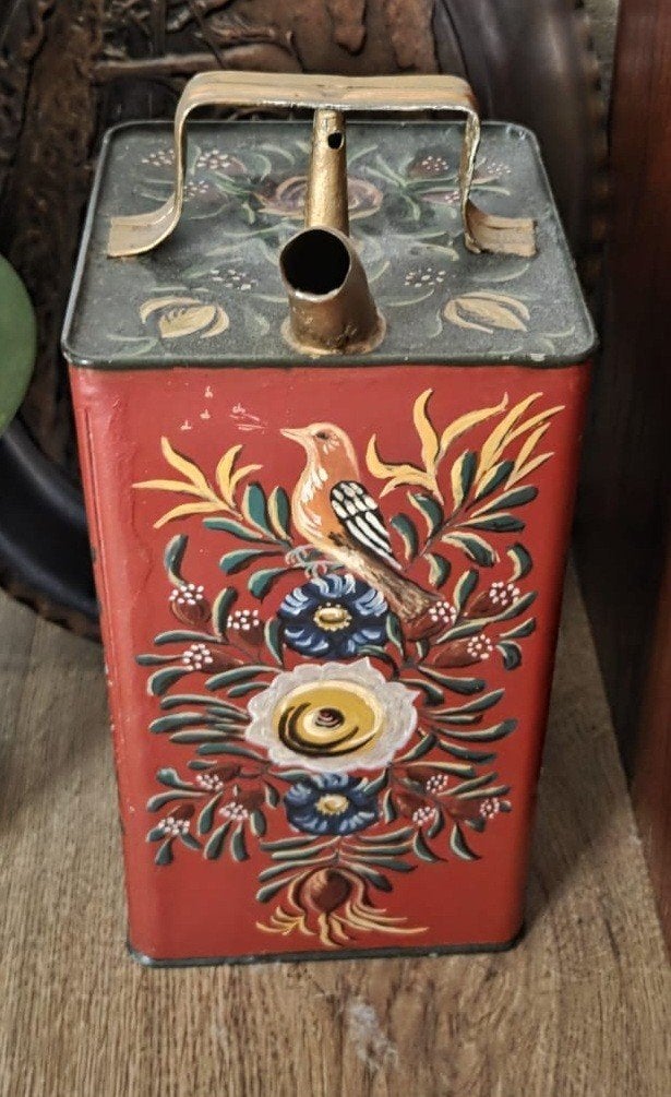 Decoratieve vintage jerrycan met vogelmotief, Ophalen of Verzenden