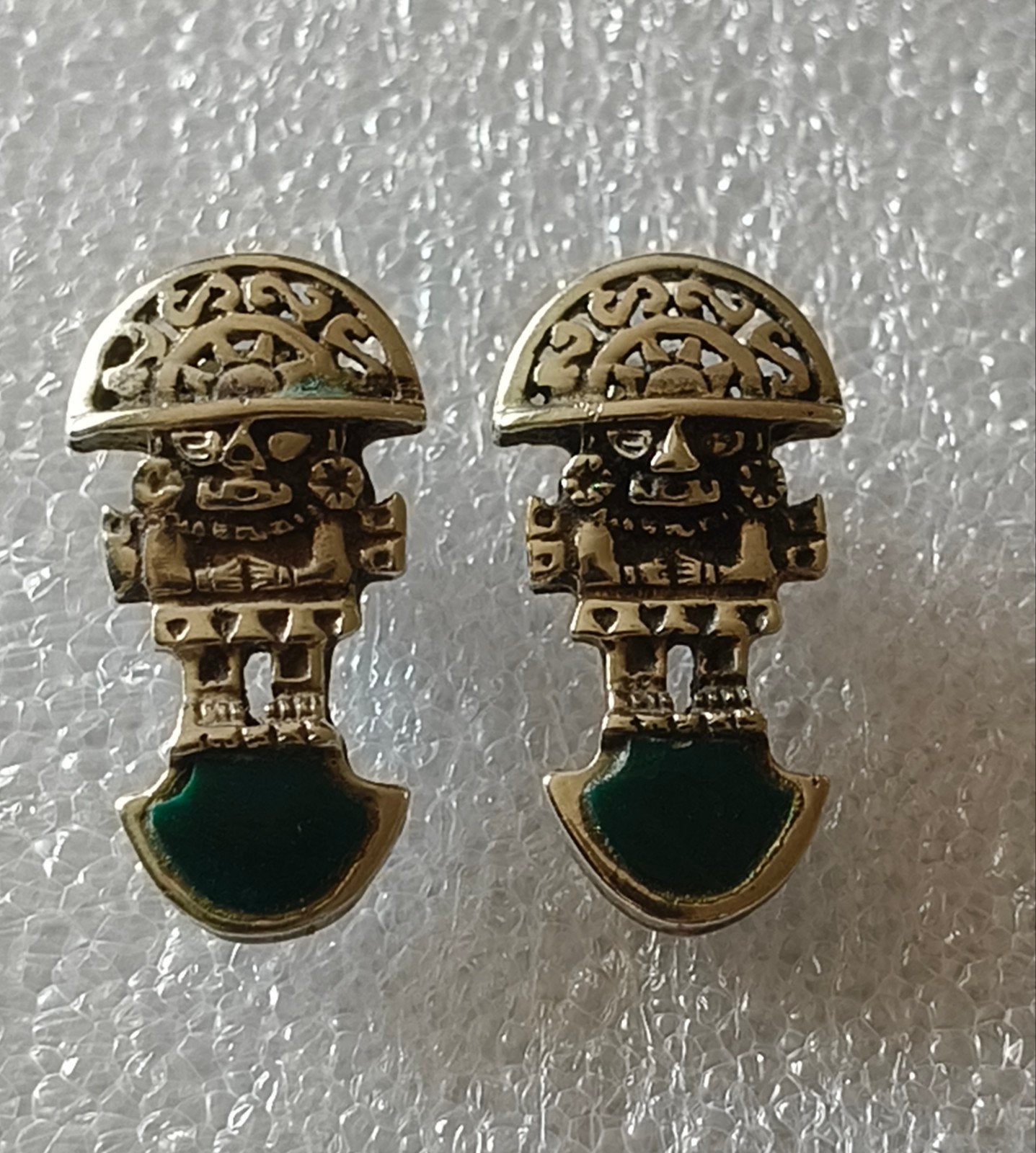 Vintage zilver 950 peruaans tumi Inca oorbellen handgemaakt, Overige materialen, Ophalen of Verzenden, Zo goed als nieuw, Knopjes of Stekers