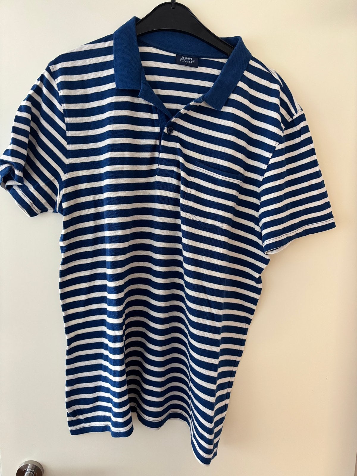 Herenpolo L blauw wit gestreept, Kleding | Heren, Ophalen of Verzenden, Zo goed als nieuw, Maat 52/54 (L), Blauw