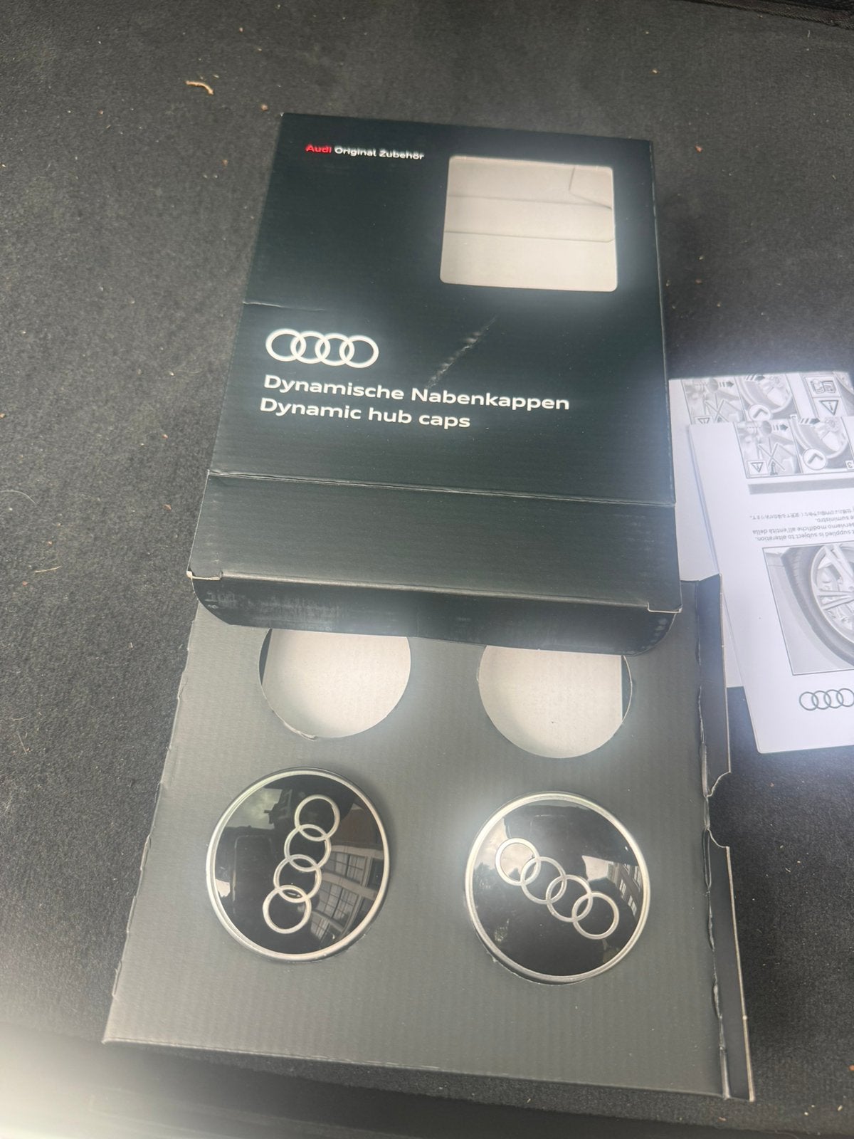 Audi dynamische naafdoppen, Auto diversen, Ophalen of Verzenden, Zo goed als nieuw