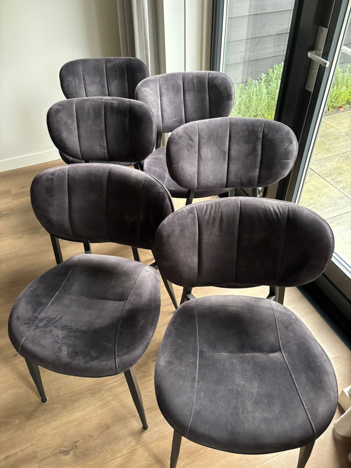 Eetkamerstoelen 6 stuks, Huis en Inrichting, Ophalen, Zo goed als nieuw, Grijs, Vijf, Zes of meer stoelen