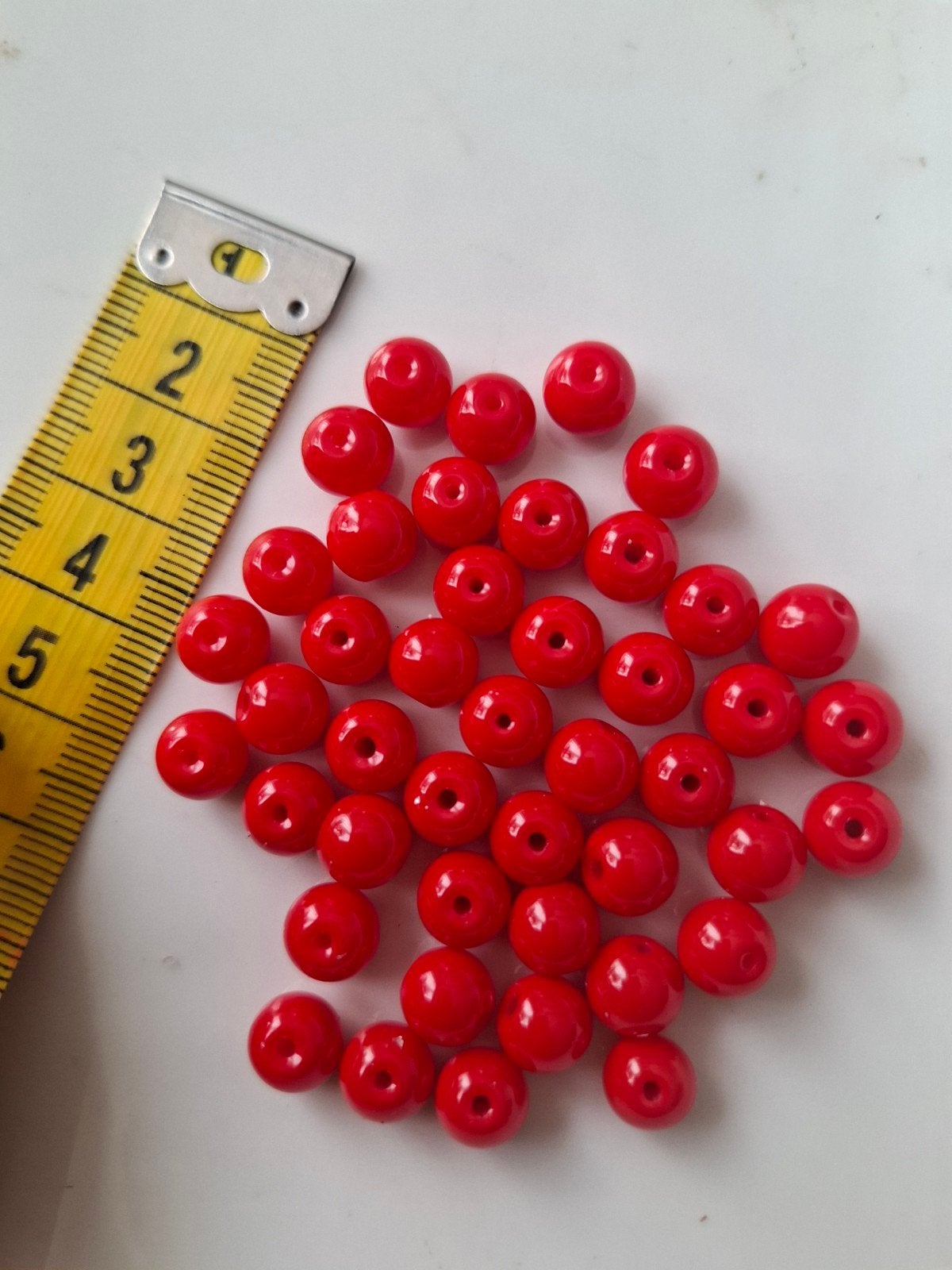 44 stuks 8 mm glaskralen rood kralen partij, Kraal, -, -, Nieuw