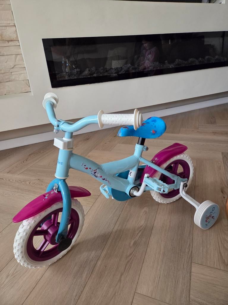 Meisjes Frozen Fiets 10 inch met zijwieltjes, Verzenden, Gebruikt, Minder dan 16 inch, Zijwieltjes