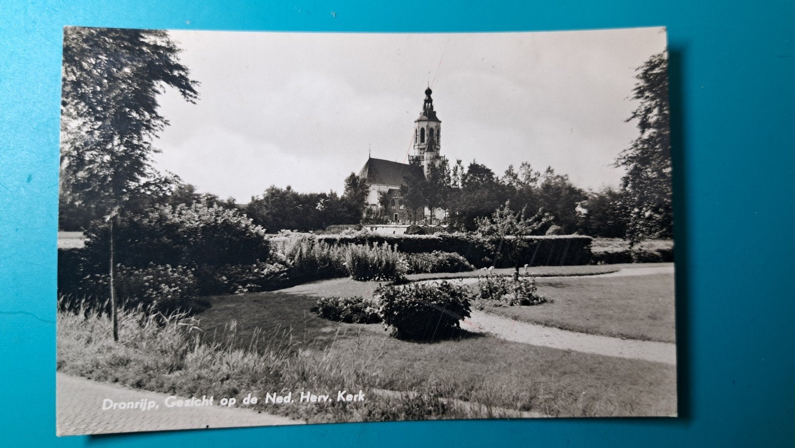 Dronrijp gezicht op ned herv kerk 1961, Verzamelen, Ophalen of Verzenden, 1960 tot 1980, Gelopen, Friesland