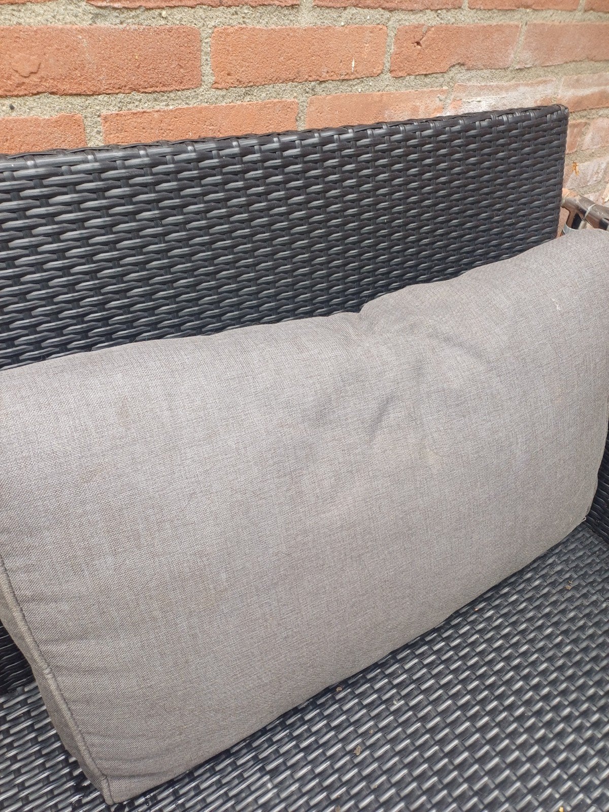 5 grijze tuinkussens, Tuin en Terras, Tuinmeubel-accessoires, Ophalen, Gebruikt