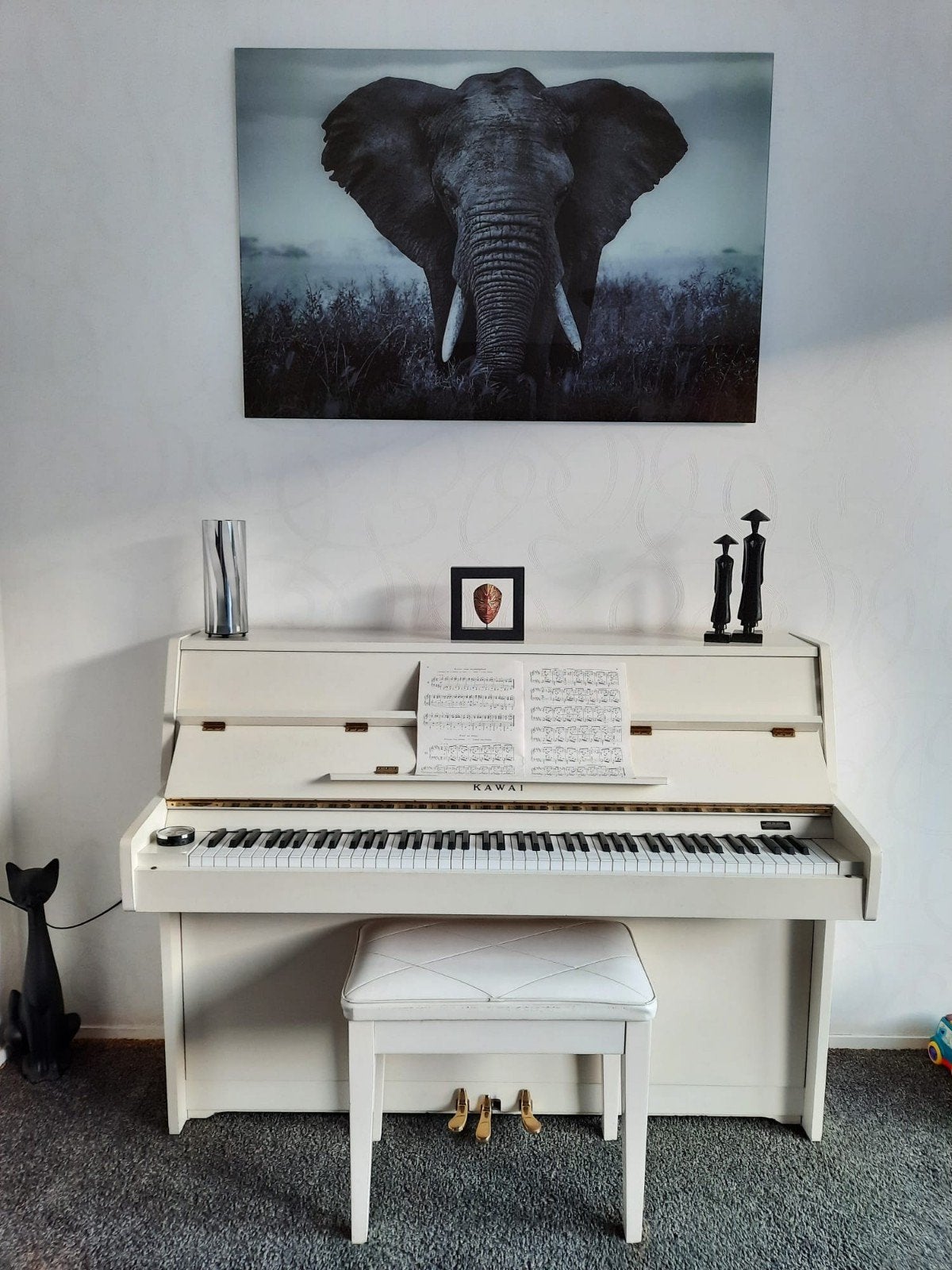 Witte Kawai Piano met kruk, Ophalen, Gebruikt, Wit, Piano