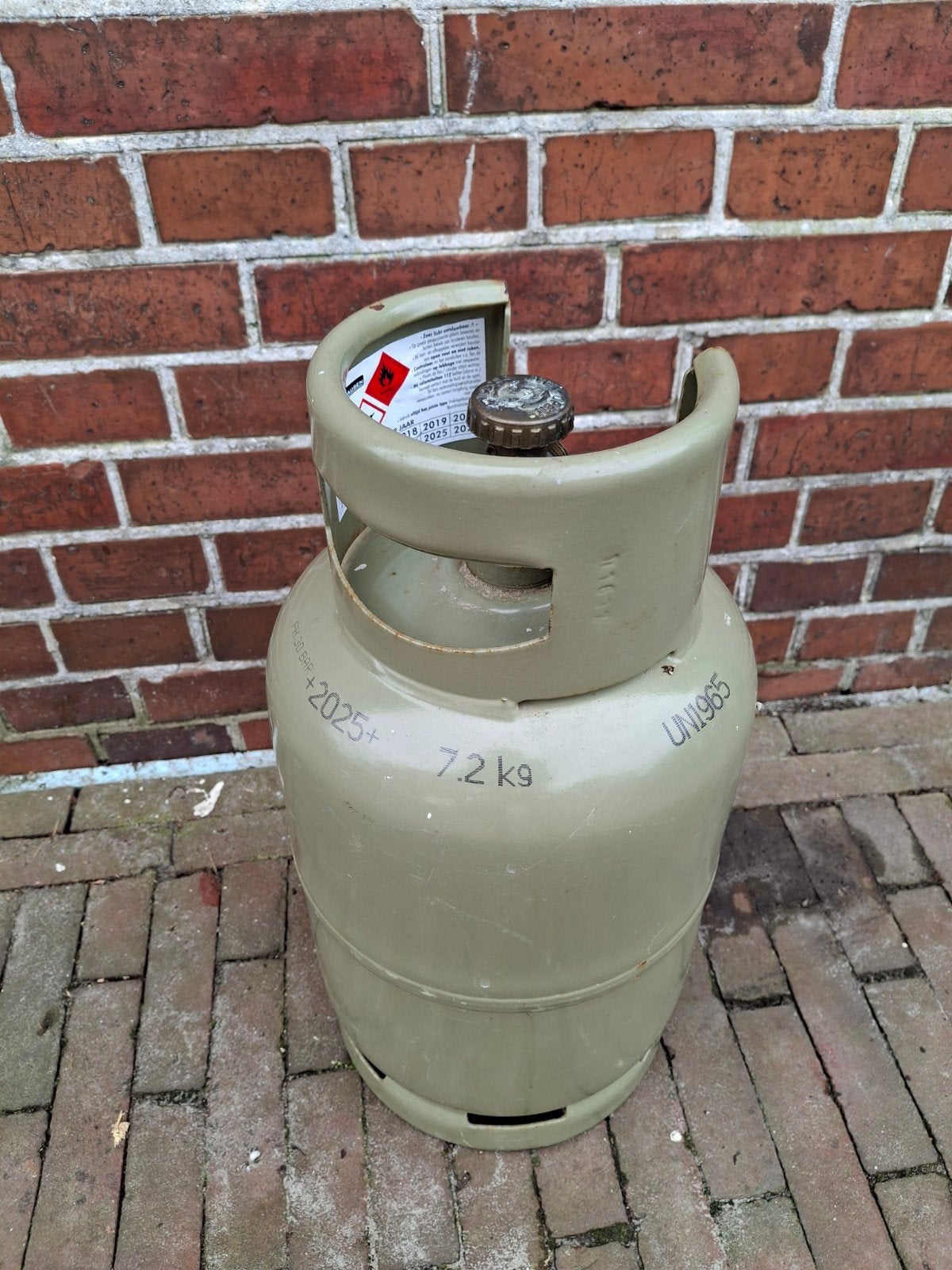 groene gasfles, Ophalen, Gebruikt