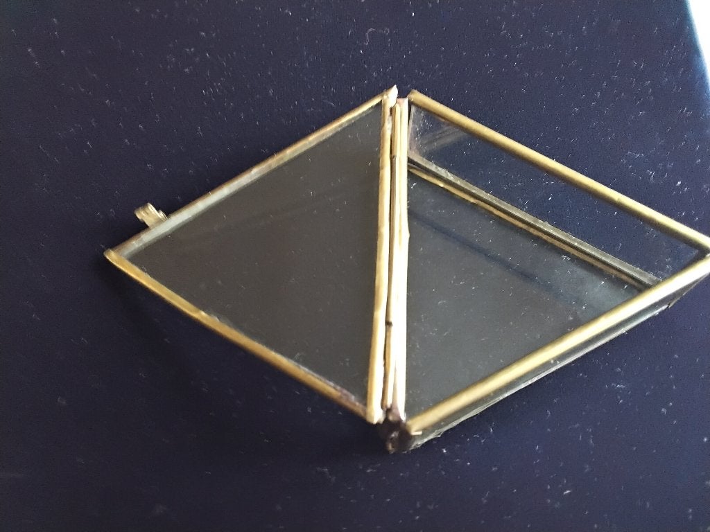 Vintage driehoekig Glazen doosje Display Vlinder Insecten, Antiek en Kunst, Ophalen of Verzenden