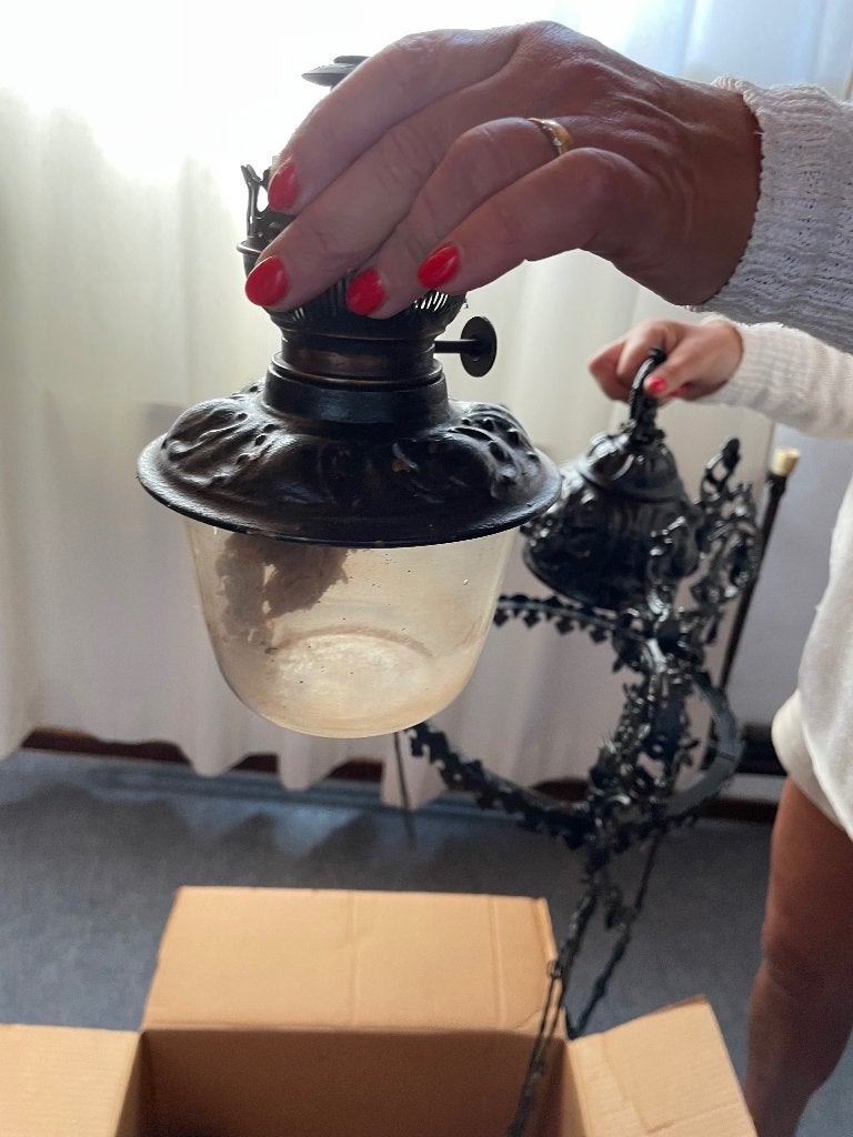 Antieke olielamp, Antiek en Kunst, Ophalen