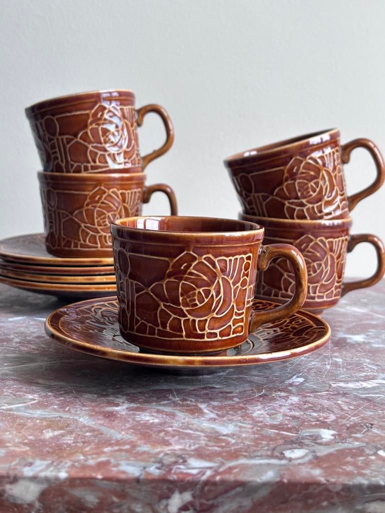 5 Vintage, retro kop en schotel Tams Engeland jaren 70, Antiek en Kunst, Antiek | Servies los, Ophalen of Verzenden