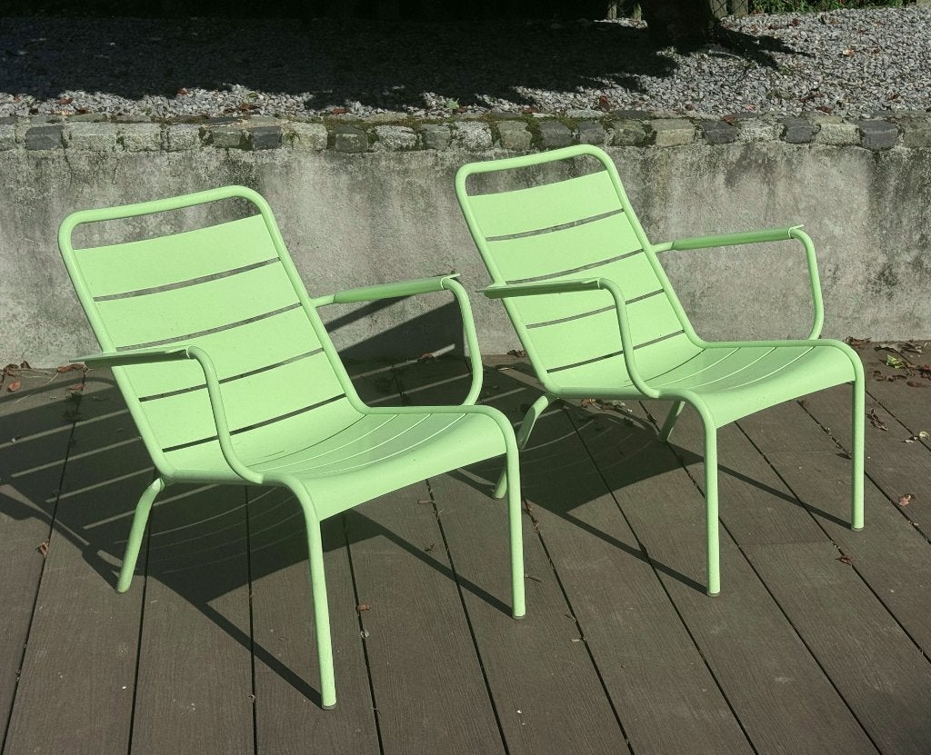 Fermob Luxembourg stoelen low fauteuils, Ophalen, Zo goed als nieuw, Aluminium, Stapelbaar