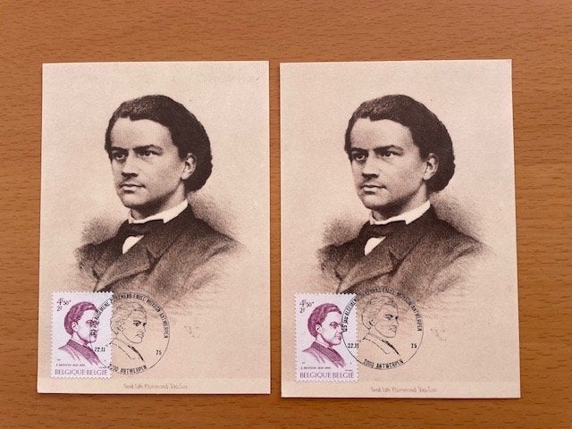 2 Briefkaarten met zegel Solidariteit - Emiel Moyson, Ophalen of Verzenden, Gestempeld, Overig