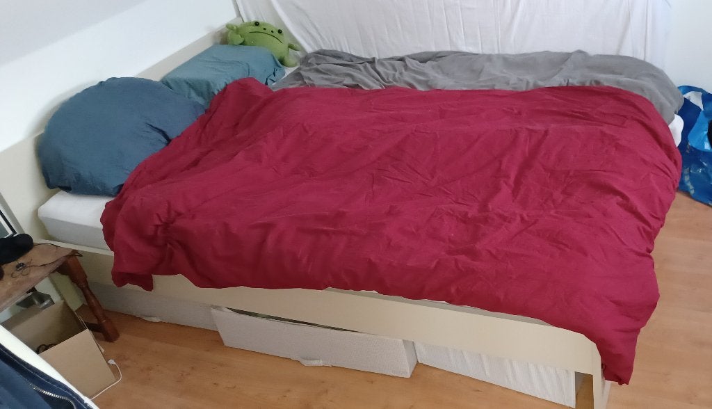Bed, Ophalen, Gebruikt, Wit, Tweepersoons