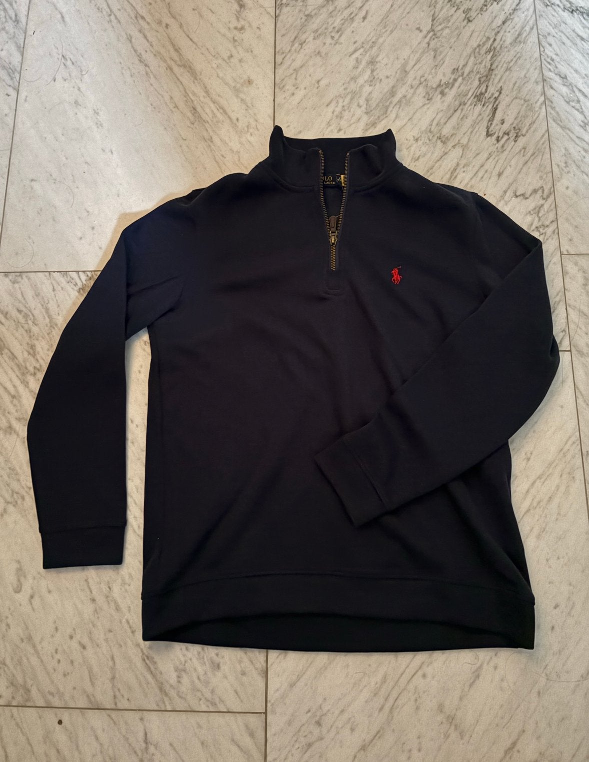 Polo Ralph Lauren Quarter-Zip Sweatshirt (Navy Blue), Kleding | Heren, Ophalen of Verzenden, Zo goed als nieuw, Maat 48/50 (M)