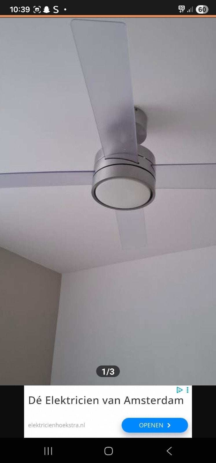 Plafondventilator met afstandsbediening, Huis en Inrichting, Metaal, Overige merken, Gebruikt, Met afstandsbediening