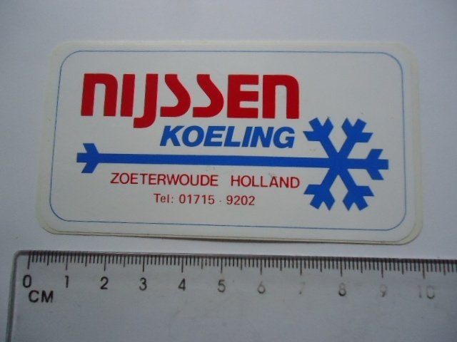 sticker oud Zoeterwoude NIJSSEN koeling retro auto truck, Ophalen of Verzenden, Zo goed als nieuw, Bedrijf of Vereniging