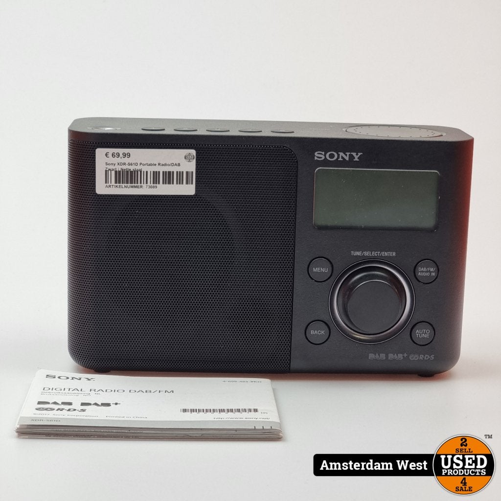 Sony XDR-S61D Portable Radio/DAB Zwart | Nette staat, Sony, Gebruikt, Support@sony.com, 1-7-1 Konan, Minato-ku
Tokyo 108-0075
Japan