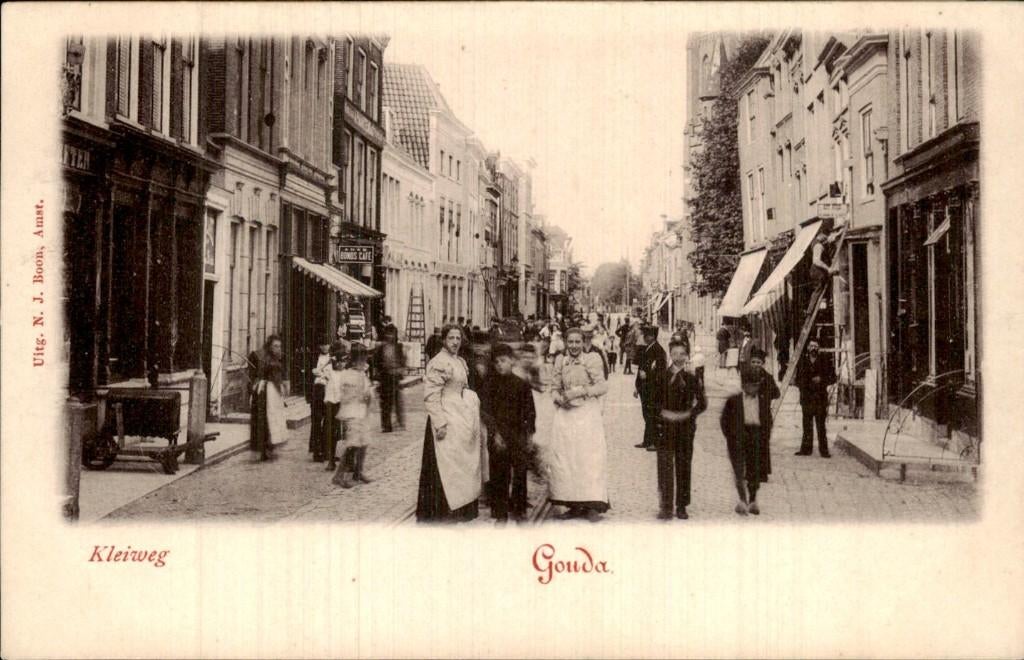 Gouda - Kleiweg - Straatbeeld, Ophalen of Verzenden, Voor 1920, Ongelopen, Zuid-Holland