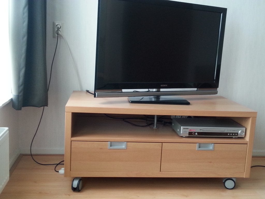 Audio - TV- meubel met 2 laden (diepe versie van Besta IKEA), Ophalen, Gebruikt, 100 tot 150 cm, Tijdloos