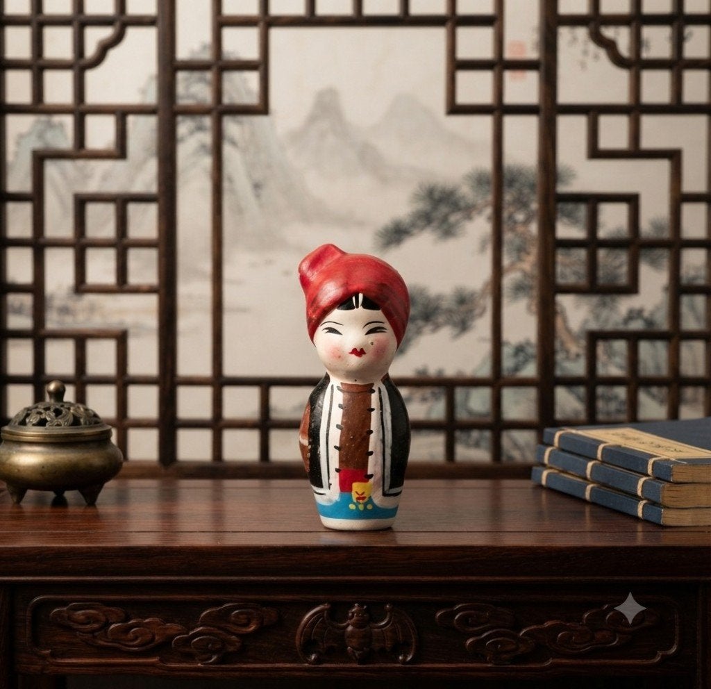 Vintage Chinees kleipoppetje, Antiek en Kunst, Curiosa en Brocante, Verzenden