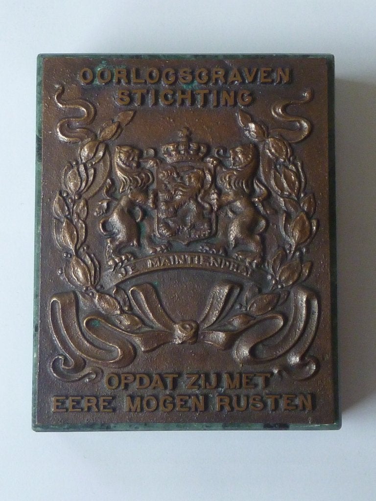 bronzen presse papier Oorlogsgraven Stichting marmeren basis, Ophalen of Verzenden, Overige soorten, Nederland, Overige typen