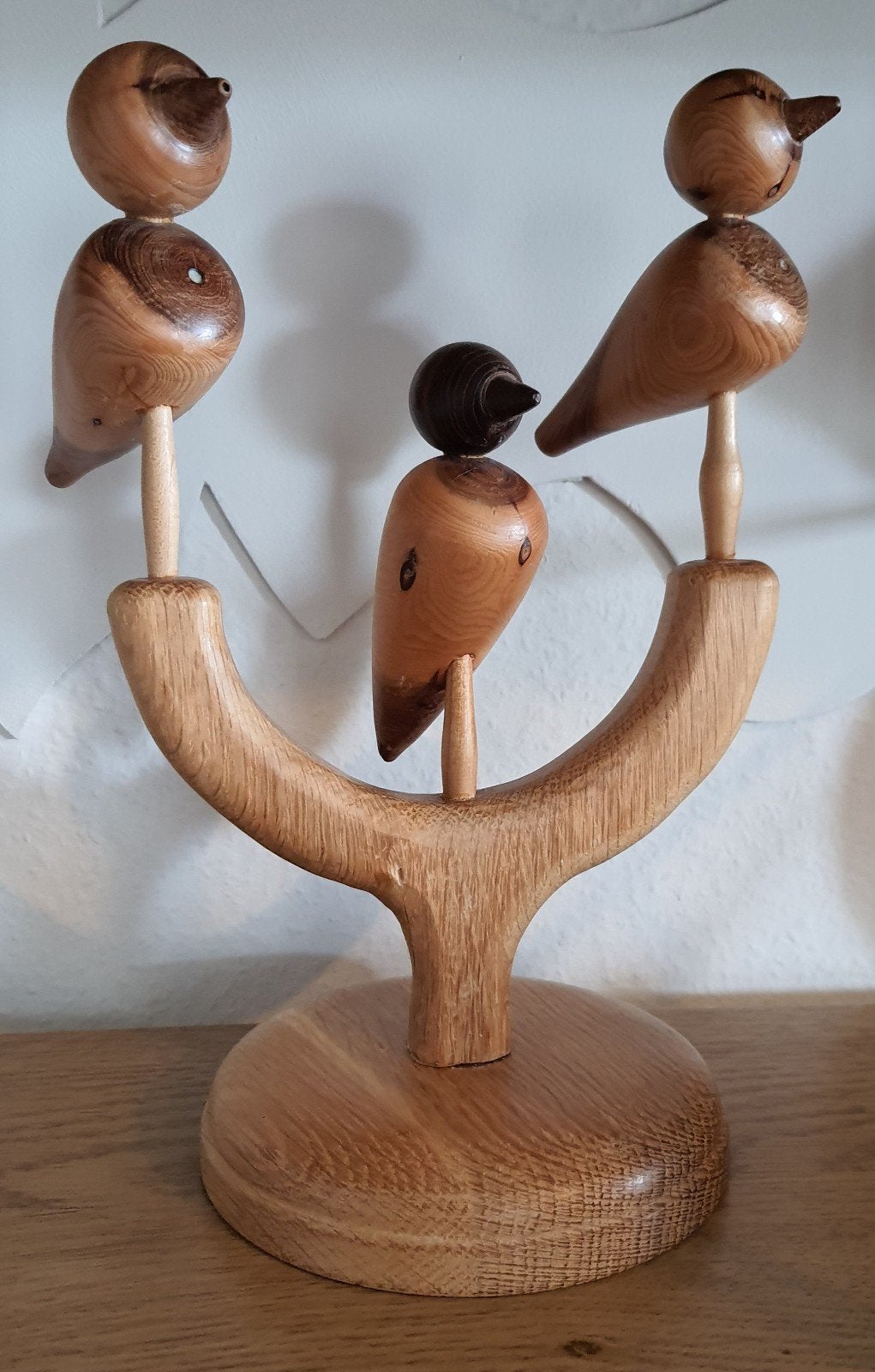 Houten decoratie: drie vogels op een tak, Hout, Ophalen of Verzenden, Zo goed als nieuw, Scandinavisch