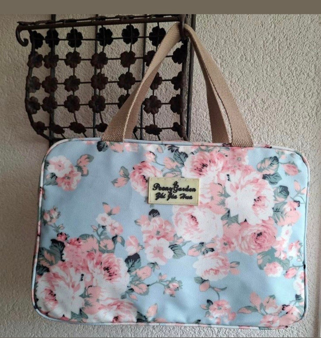 Lichtblauwe (koel)tas met roze pioenrozen (Peony Garden), Ophalen of Verzenden, Nieuw, Roze, Meisje