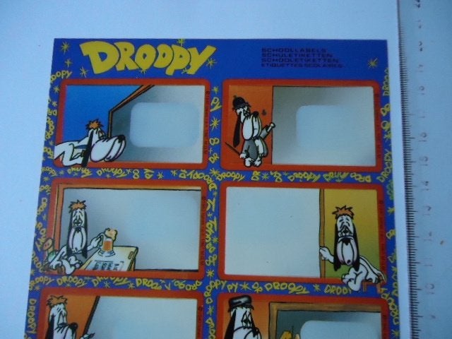 sticker oud DROOPY strip cartoon tv schoollabel rodekoratie, Verzenden, Zo goed als nieuw, Bedrijf of Vereniging