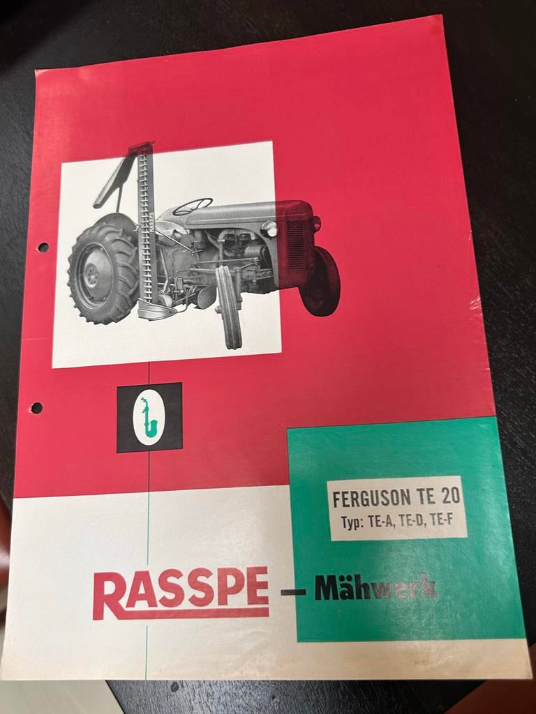Oude folder Ferguson TE 20 RASSPE Mähwerk jaren 60, Ophalen of Verzenden, Zo goed als nieuw, Overige typen