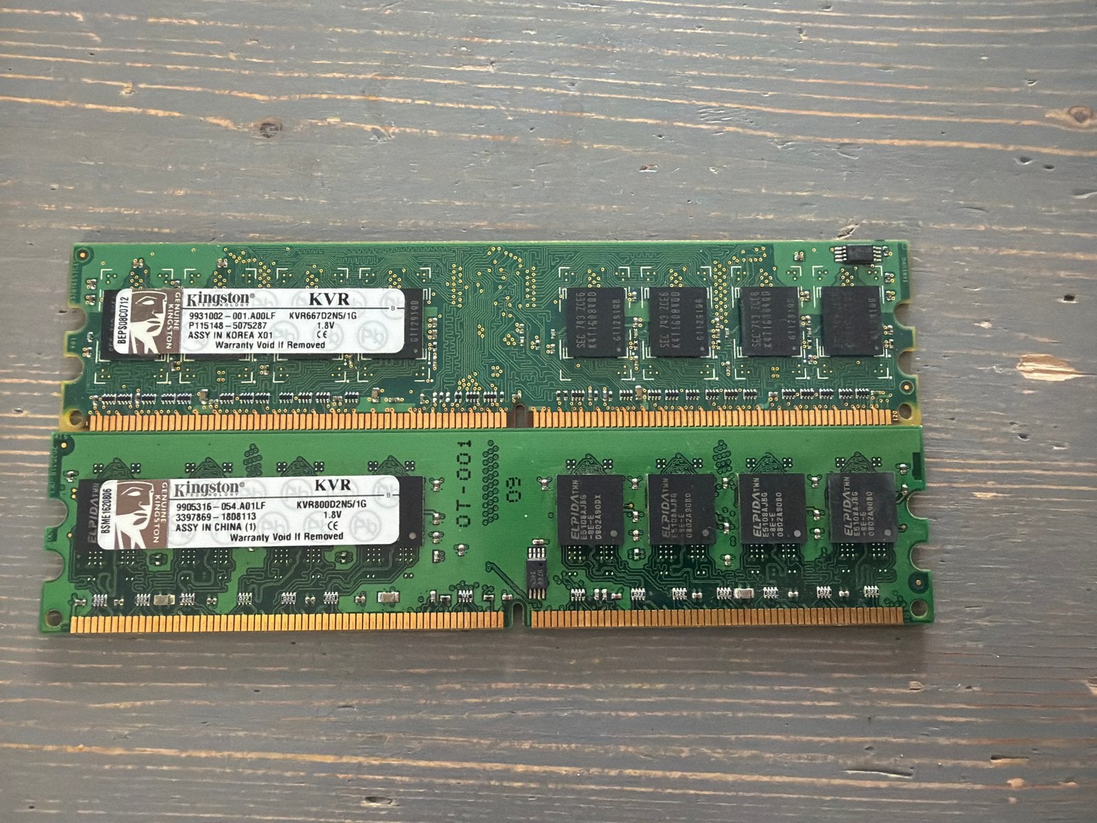 Kingston KVR DDR2 RAM Geheugenmodules (2x 1GB), Gebruikt, Server, Ophalen of Verzenden, DDR2