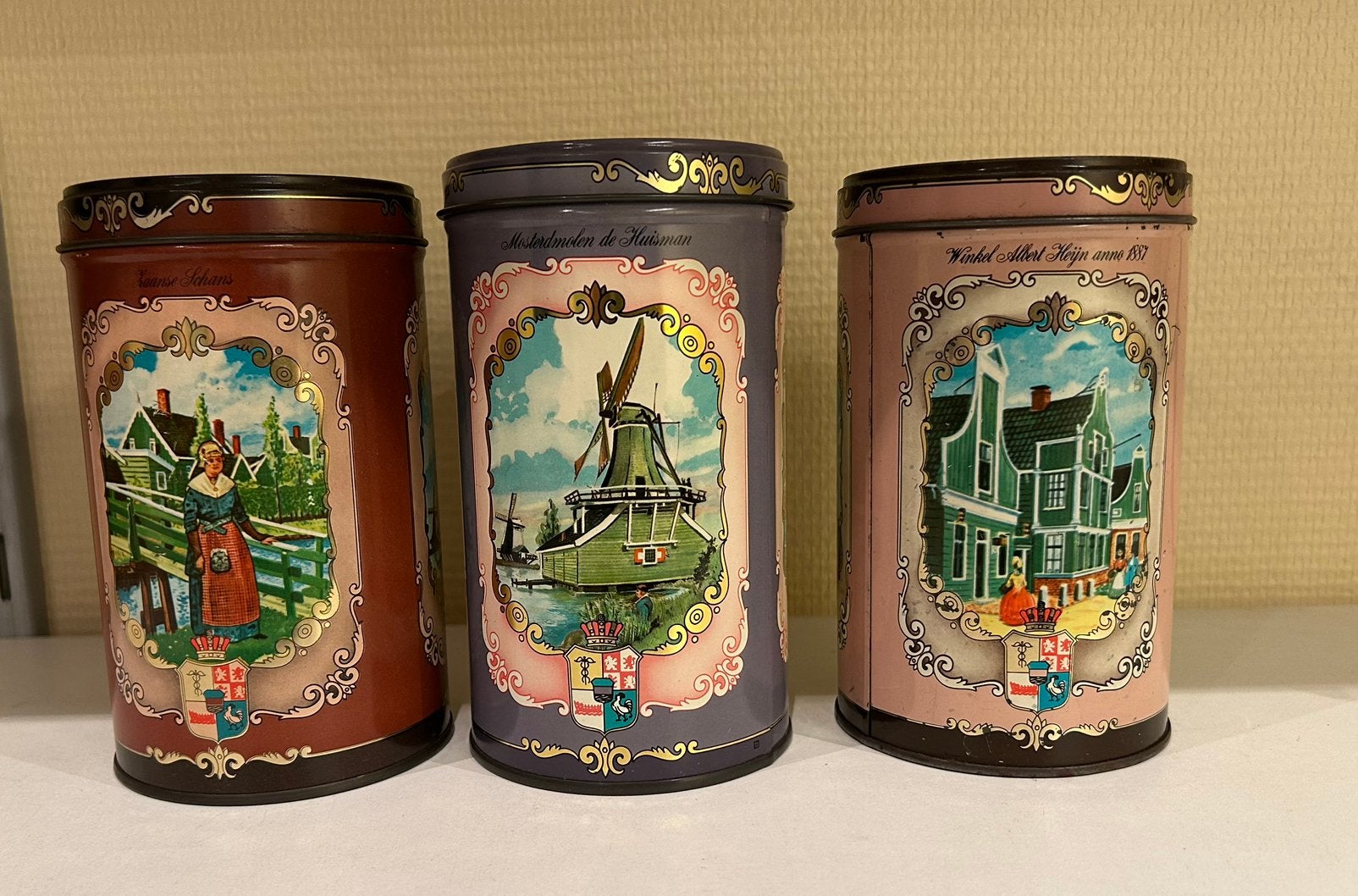 Vintage Albert Heijn Zaanse Schans koekblikken, Ophalen of Verzenden, Zo goed als nieuw, Overige