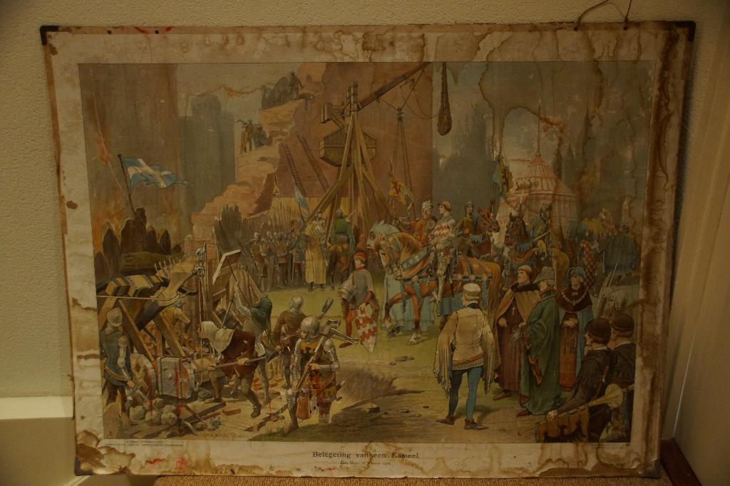 schoolplaat Belegering Kasteel, Antiek en Kunst, Ophalen, Aardrijkskunde