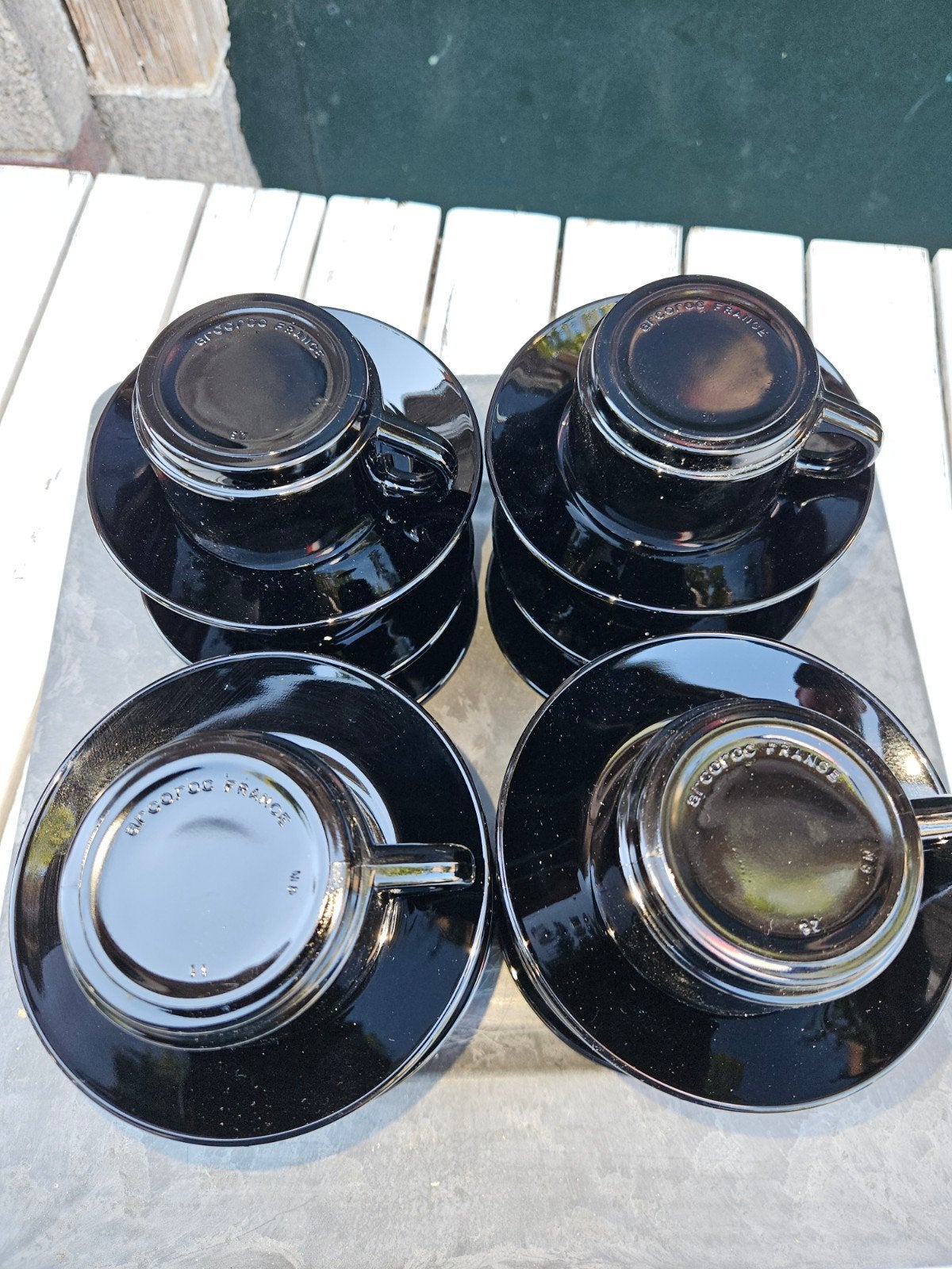 Arcoroc France Zwart Servies - 12 Kopjes en Schotels, Huis en Inrichting, Ophalen of Verzenden