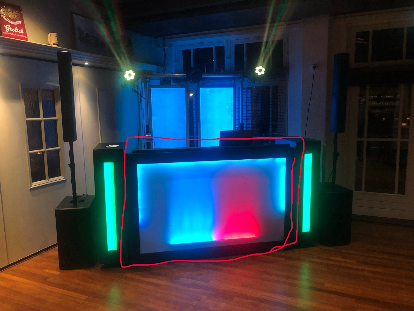 Zwarte Dj booth, Aluminium,hout, plexiglas,verlichting, Ophalen, Gebruikt, Overige typen
