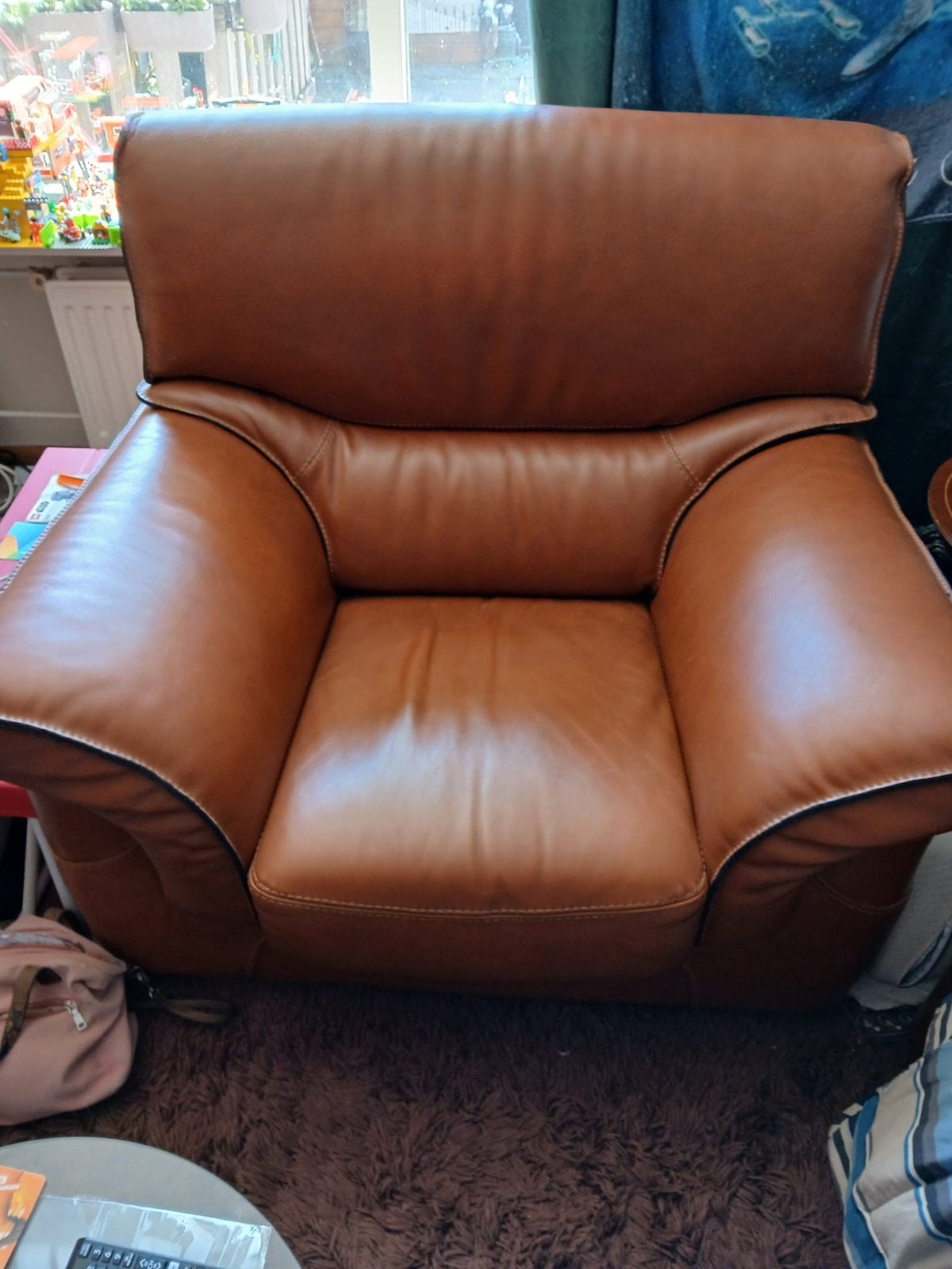 Leren fauteuil, Ophalen, Gebruikt, 75 tot 100 cm, 50 tot 75 cm