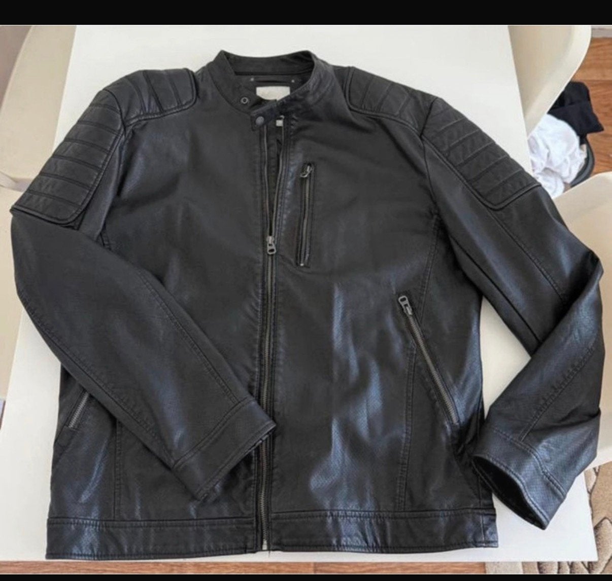 Heren  leer jas, bikerjack, Ophalen of Verzenden, Zo goed als nieuw, Zwart, Jas of Mantel
